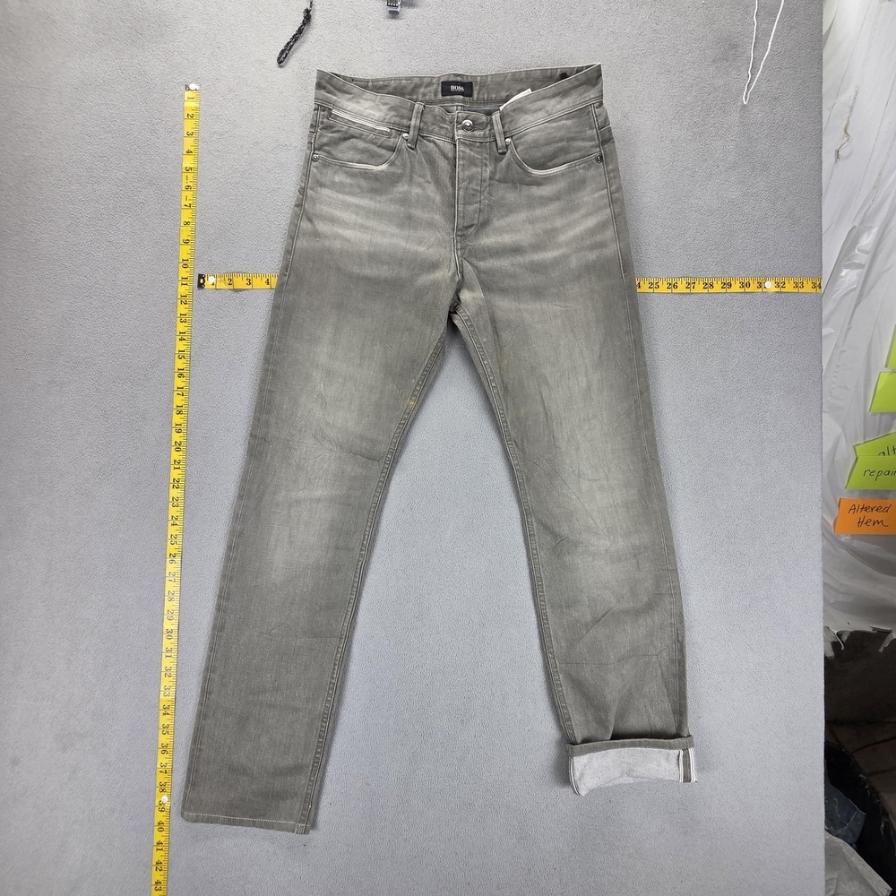 Hugo Boss Jeans Mens Gray Delaware Slim Button Fly Medium Wash Fits 29x30‎